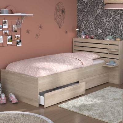 Ensemble de chambre à coucher Escale | Lit simple, ensemble de tiroirs de chevet Ensemble de chambre à coucher Escale | Lit simple, ensemble de tiroirs de chevet