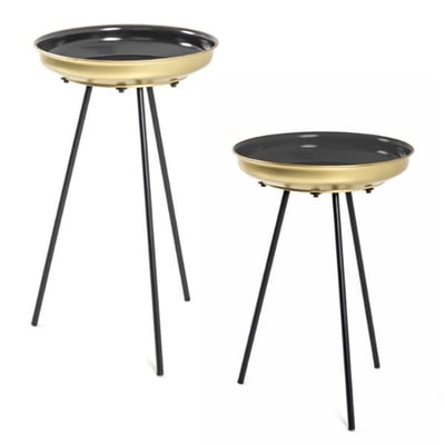 Ensemble de tables d'appoint | Deux tables | Noir-doré