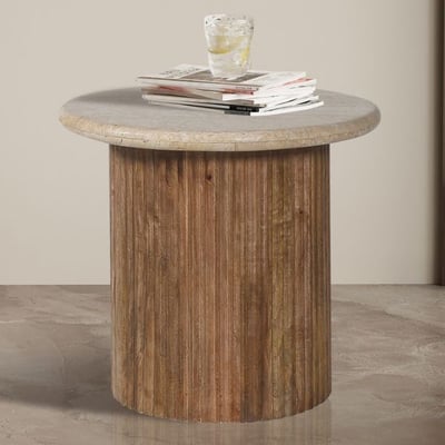 Table d'appoint Louis | Ø50 x 45 cm | Travertin Beige Table d'appoint Louis | Ø50 x 45 cm | Travertin Beige