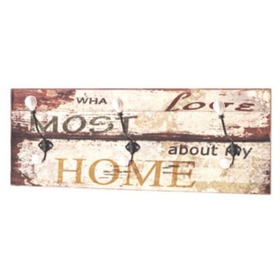 Porte-manteau mural avec 3 crochets en métal noir | 60 x 12 x 20 cm | Design vintage