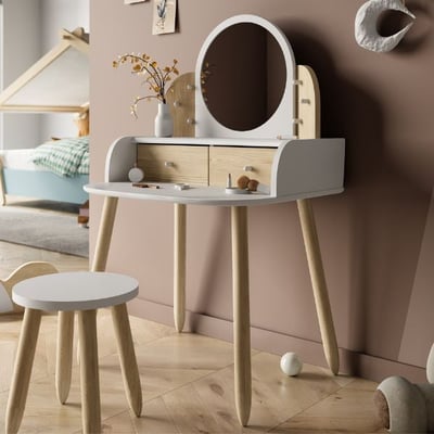 Seconde chance Table de maquillage Lili | 57.8 x 47 x 94 cm | Marron-Blanc Seconde chance Table de maquillage Lili | 57.8 x 47 x 94 cm | Marron-Blanc
