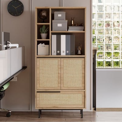 On9B Armoire polyvalente | 100 % MÉLAMINE | Noyer, chêne