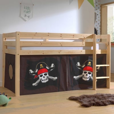 Lit mi-hauteur Charlotte avec tente de lit Caribbean Pirates - bois de pin Lit mi-hauteur Charlotte avec tente de lit Caribbean Pirates - bois de pin
