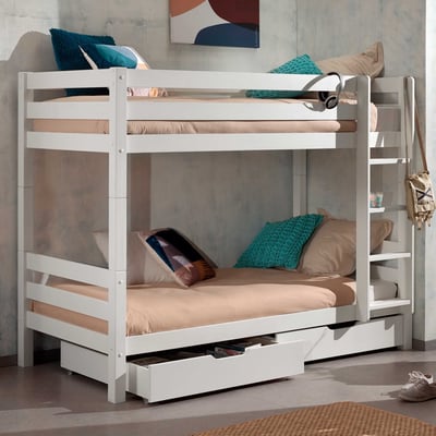 Lit superposé Claire 160cm avec deux tiroirs - blanc Lit superposé Claire 160cm avec deux tiroirs - blanc