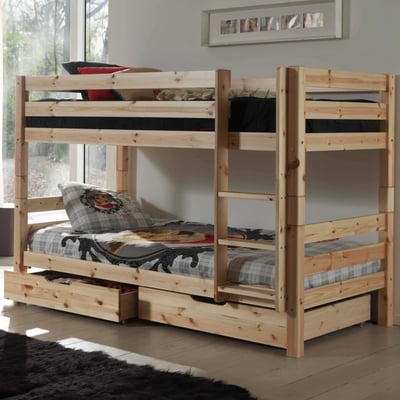 Lit superposé Claire bas avec deux tiroirs - bois de pin