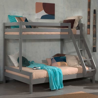 Lit superposé Triple pour 3 personnes en bois - gris Lit superposé Triple pour 3 personnes en bois - gris