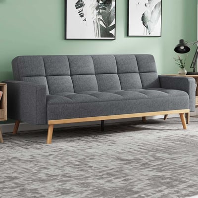 Canapé-lit Adana gris | Cadre en eucalyptus | Matelas en mousse froide | 84x214x84cm