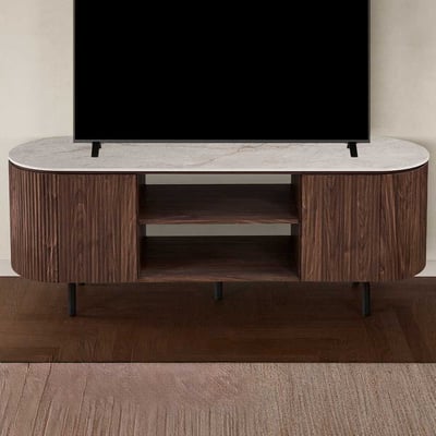 Meuble TV Vigo - 160x45x58cm - 2 portes - aspect marbre