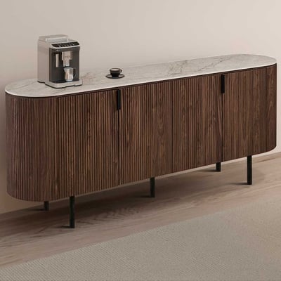 Enfilade Vigo - 200x45x82cm - 4 portes - aspect marbre