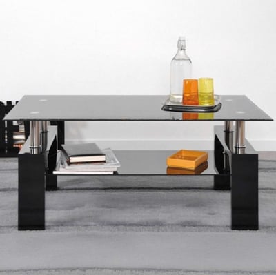 Table basse Alana panneau de particules/verre - noir