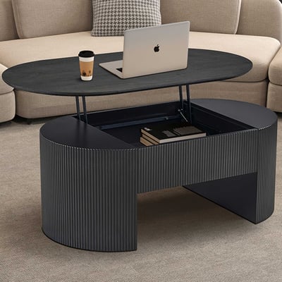 Table basse Lagos - 120x70x45cm - réglable - avec rangement - marron foncé