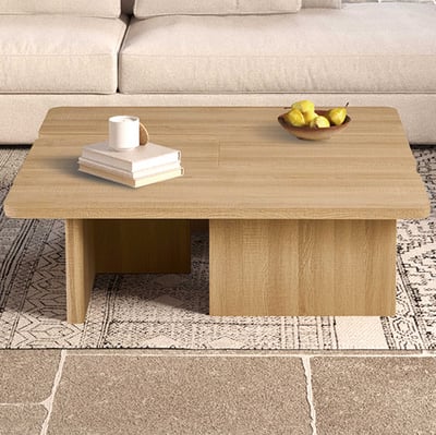 Lot de 2 tables basses Arallo - 120x120x38cm - décor chêne