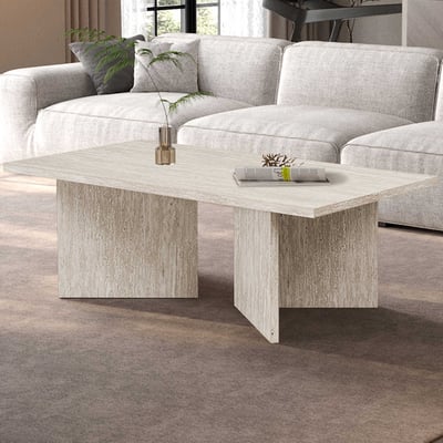 Table basse Litar - 125x65x42cm - travertin beige