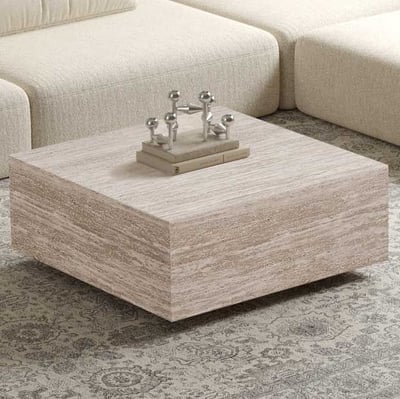 Table basse Jane - 90x90x38cm - travertin