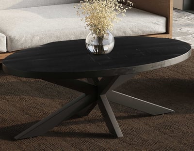 Table basse ovale 'Madeira' - Mango Black | Plateau en bois exotique | 45x130x70cm Table basse ovale 'Madeira' - Mango Black | Plateau en bois exotique | 45x130x70cm