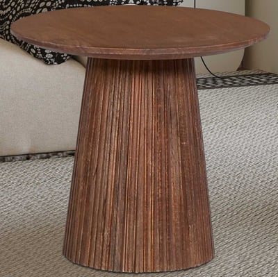 Table basse ronde Miguel 50cm brun clair | Bois de Mango massif | H46 x W50 x D50cm