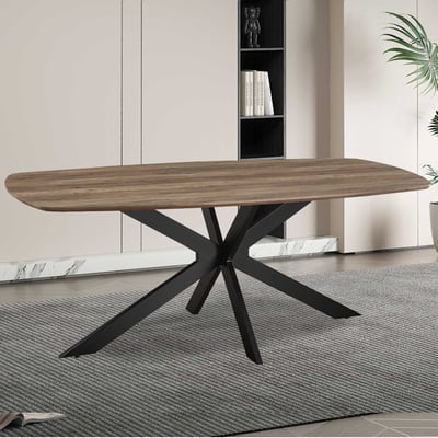 Aziz 200 cm Table ovale danoise avec décor mangue | Pieds en métal, plateau MDF, chant ABS | H76 x L200 x P100 cm - 25mm Aziz 200 cm Table ovale danoise avec décor mangue | Pieds en métal, plateau MDF, chant ABS | H76 x L200 x P100 cm - 25mm