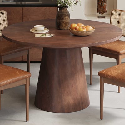 Table de salle à manger ronde Tommy 130 cm - bois de magnolia Table de salle à manger ronde Tommy 130 cm - bois de magnolia