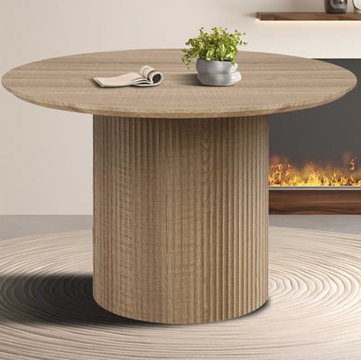 Table de salle à manger ronde Lagos - Ø120x76cm - décor chêne