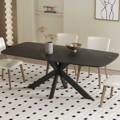 Table de salle à manger Apollo | 180 x 90 x 76 cm | Design en pierre noire Table de salle à manger Apollo | 180 x 90 x 76 cm | Design en pierre noire