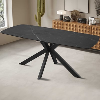Table de salle à manger Apollo | 180 x 90 x 76 cm | Design en pierre noire