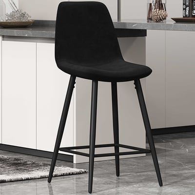 Tabouret de bar Jani-velours noir