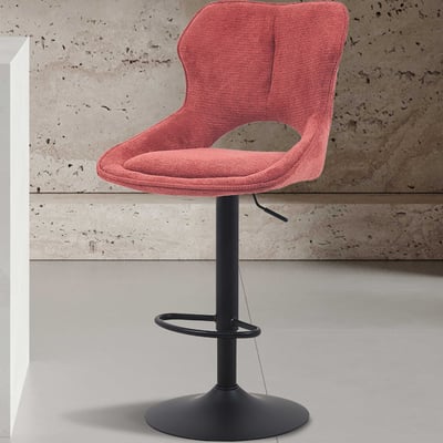 Chaise de bar Morris - 51x53x100-121cm - réglable - tissu rouge