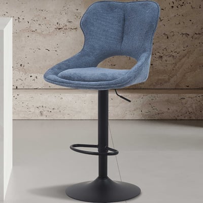 Chaise de bar Morris - 51x53x100-121cm - réglable - tissu bleu