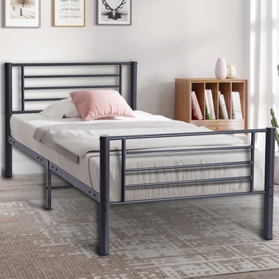 Lit gris métal Sammy 90x200 | Cadre 97x210 | H-H 80