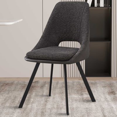 Chaise 'Filou' Bouclé gris | tapisserie PU gris - 85x48x56cm