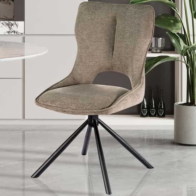 Chaise de salle à manger Morris - 48x59.5x90cm - pivotant - tissu brun clair