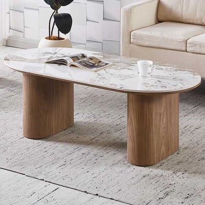 Table basse Evora - 120x60x43cm - pierre frittée - aspect marbre
