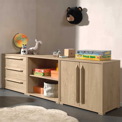 Ensemble d'armoires Sammie - 203x43x61cm - 2 portes & 3 tiroirs - décor chêne