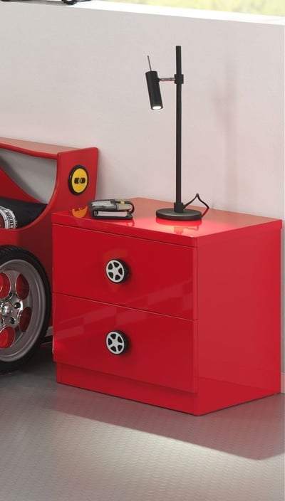 Table de chevet Monza avec deux tiroirs - rouge Table de chevet Monza avec deux tiroirs - rouge