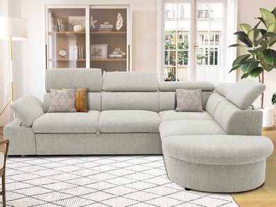 Canapé d'angle Firenze droit - avec fonction lit - tissu beige Canapé d'angle Firenze droit - avec fonction lit - tissu beige
