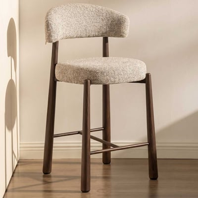 Tabouret de comptoir Silo - 56x55x82cm - métal - greige/noyer
