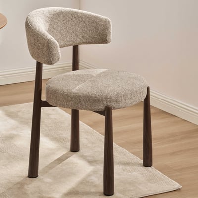 Chaise de salle à manger Silo - 58x58x81cm - métal - greige/noyer