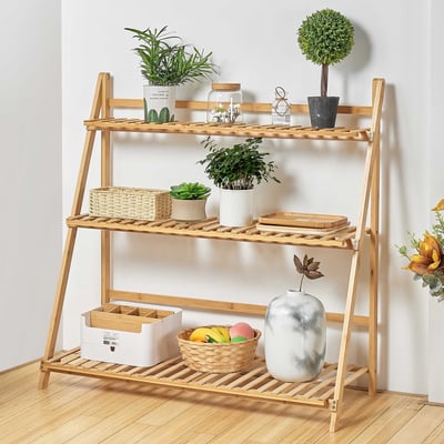 Etagère à plantes Kacie - 66x39x94cm - bois de bambou