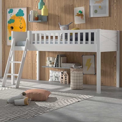 Lit mi-hauteur Scottie 90x200 cm-blanc 