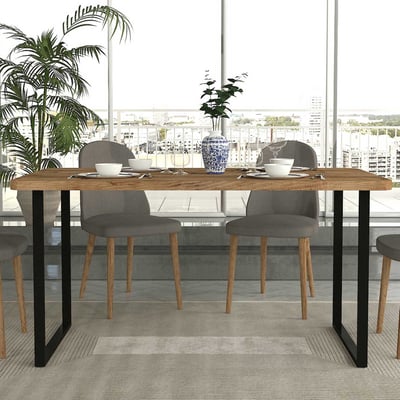 Table à manger Sigma - 150x80x76cm - décor bois de pin/noir