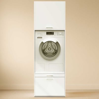 Meuble pour buanderie Linea - 66x67x200cm - 1 porte & 1 tiroir - blanc