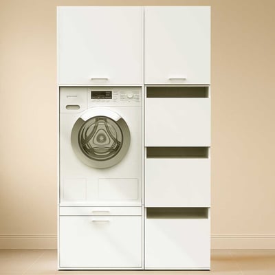 Meubles pour buanderie Linea - 116x67x200cm - 5 portes & 1 tiroir - blanc