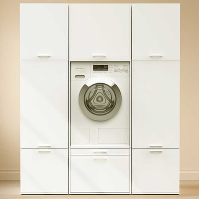 Meubles pour buanderie Linea - 167x67x200cm - 7 portes & 2 tiroirs - blanc