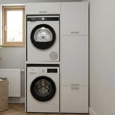 Meubles pour buanderie Linea - 116x67x200cm - 4 portes - blanc