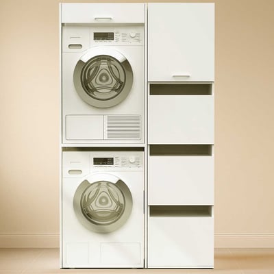 Meubles pour buanderie Linea - 116x67x200cm - 5 portes - blanc