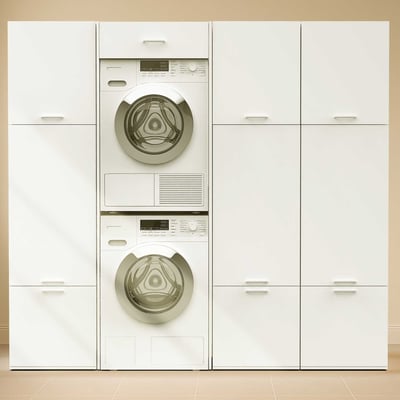 Meubles pour buanderie Linea - 216x67x200cm - 10 portes - blanc