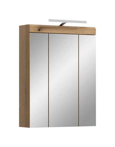 Armoire miroir Scout Xonox avec éclairage - 60x79x18 cm - Evoak Oak
