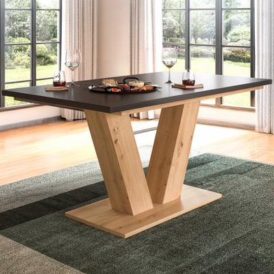 Table à manger extensible Motion Emob - Artisan et gris - 150-190x76x90 cm