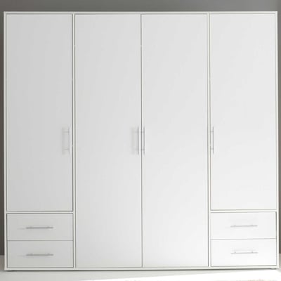 Armoire Valencia - 206x60x195cm - 4 portes & 4 tiroirs - blanc