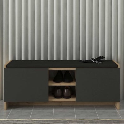 Meuble à chaussures Verly - 110x33x43cm - 2 portes - décor chêne/anthracite